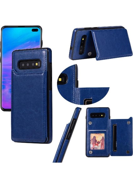 Samsung Galaxy S10 Kart Yuvaları Için Cüzdan Durumda Çift Manyetik Toka ile (Yurt Dışından)
