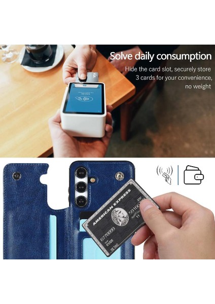 Kart Tutucu ile Samsung Galaxy S24 Çift Manyetik Toka Için Cüzdan Kılıf (Yurt Dışından) modelleri