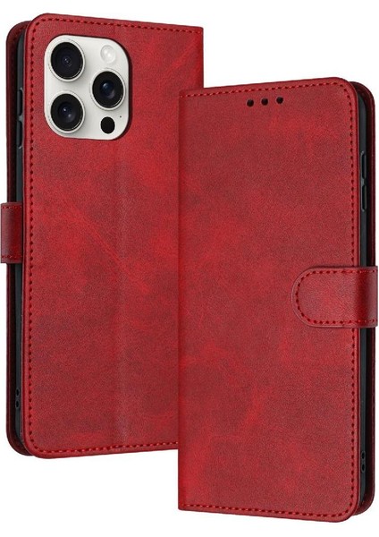 Mays Boutique Kart Yuvası Kickstand ile IPhone 15 Pro Max Pu Deri Için Flip Case (Yurt Dışından)