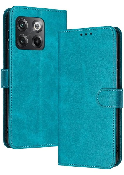 Oneplus 10T Için Flip Case 5g Kickstand Saf Renk Toka Pu Deri ile (Yurt Dışından)