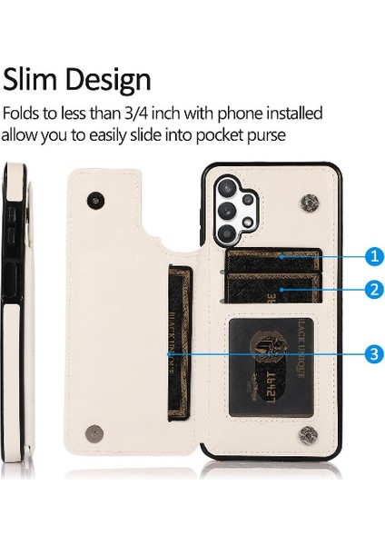 Kart Pu ile Samsung Galaxy A32 5g Çift Manyetik Toka Için Cüzdan Kılıf (Yurt Dışından) indirimleri