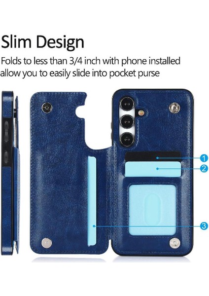 Cüzdan Kılıf Samsung Galaxy S23 Artı Çift Manyetik Toka Pu Deri (Yurt Dışından)