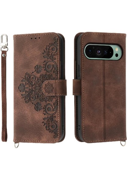 Google Piksel 9 Kabartmalı Bileklik Çoklu Kredi Kartı Için Flip Case (Yurt Dışından)