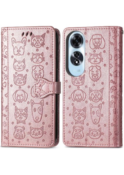 Oppo A60 4g Flip Kapak Için Flip Case Kısa Kayış Deri Kılıf Karikatür (Yurt Dışından)