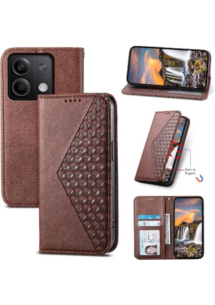 Xiaomi Redmi Not 13 Için Flip Case 4g Cüzdan Eşkenar Dörtgen Şekli Standı El Kullanımı (Yurt Dışından)