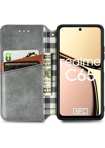 Realme C65 Için Flip Case Moda Tasarım Deri Kılıf Kapak Kapak Cüzdan (Yurt Dışından)