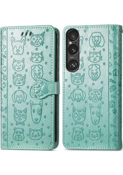 Sony Xperia 1 Vı Karikatür Hayvanlar Için Flip Case Deri Kılıf Kapak Çevirin (Yurt Dışından)