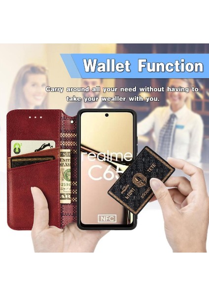 Realme C65 Için Flip Case Moda Tasarım Deri Kılıf Kapak Kapak Cüzdan (Yurt Dışından) fırsatları