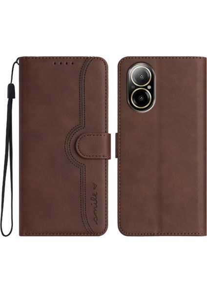 Realme C67 Durumda Yerleşik Mıknatıs Kapak Cüzdan Premium Pu ile Uyumlu (Yurt Dışından)