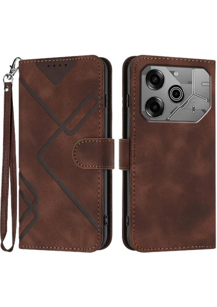 Tecno Pova 6 Pro Flip Cüzdan Için Kart Yuvası Standı Manyetik ile Flip Case (Yurt Dışından)