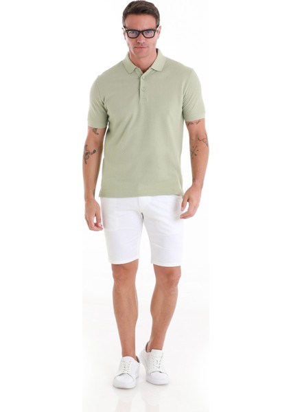Yeşil Regular Fit Düz Merserize Polo Yaka 100% Pamuk Tişört fiyatları
