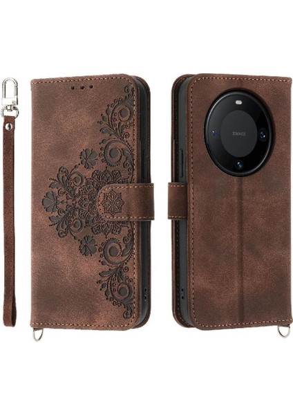 Huawei Mate 60 Pro Için Flip Case Kabartmalı Darbeye Çoklu Kredi Kartı (Yurt Dışından)