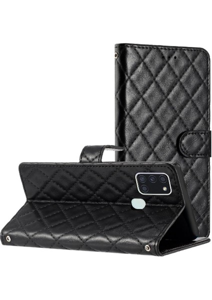 Samsung Galaxy A21S Kickstand Için Flip Case Kart Yuvaları Tutucu Manyetik Tpu (Yurt Dışından)