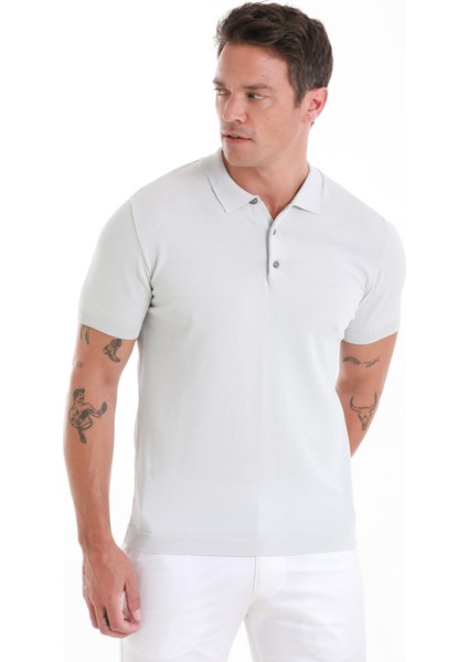 Gri Regular Fit Düz Polo Yaka Tişört