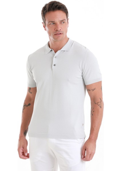 Gri Regular Fit Düz Polo Yaka Tişört