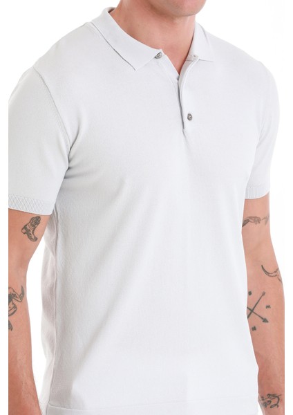 Gri Regular Fit Düz Polo Yaka Tişört