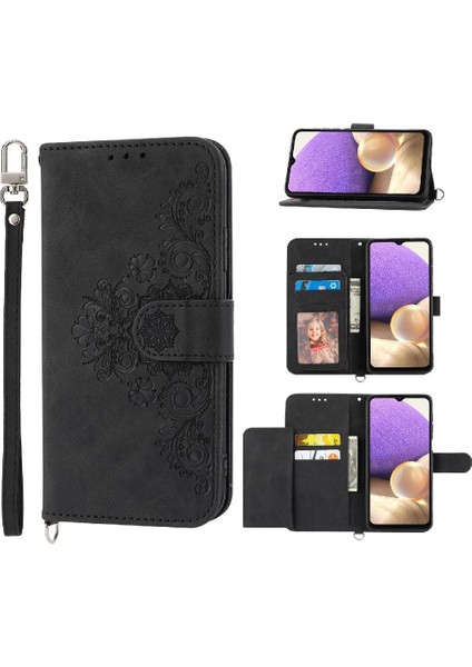 Samsung Galaxy A32 5g Kabartmalı Bileklik Çoklu Kredi Için Flip Case (Yurt Dışından)