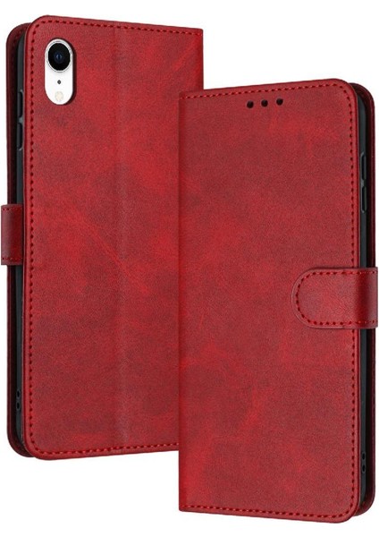 Toka Pu Deri Saf Renk ile Kart Yuvası ile IPhone Xr Için Flip Case (Yurt Dışından)