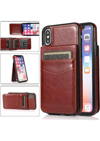 Kredi Manyetik Toka Kılıfı ile IPhone Xs Max Kart Tutucu ile Uyumlu (Yurt Dışından)