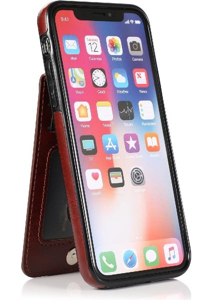 Kredi Manyetik Toka Kılıfı ile IPhone Xs Max Kart Tutucu ile Uyumlu (Yurt Dışından)
