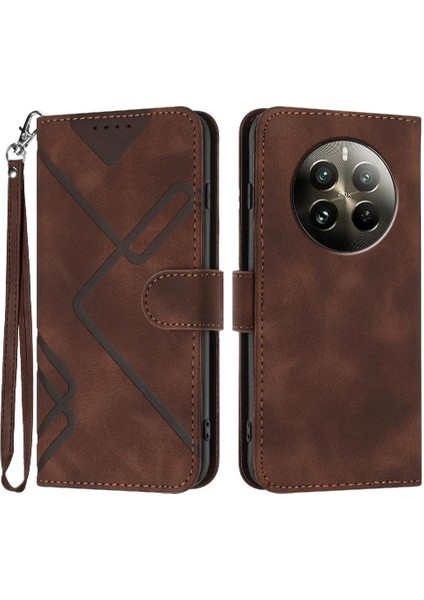 Kart Yuvası Standı Manyetik Flip ile Realme 12 Artı Pu Deri Için Flip Case (Yurt Dışından)