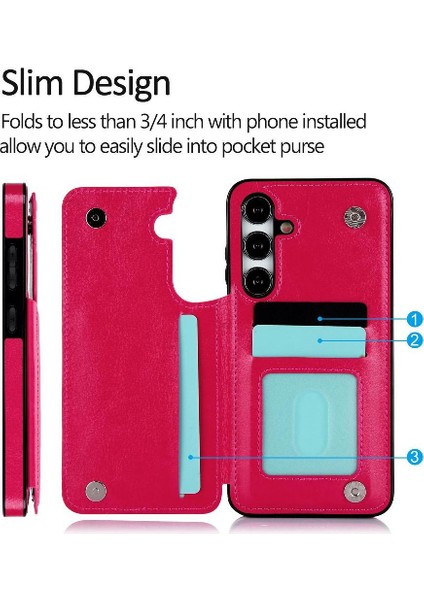 Cüzdan Kılıf Samsung Galaxy S23 Artı Çift Manyetik Toka Pu Deri (Yurt Dışından) modelleri