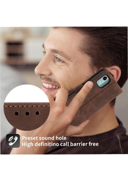 Nokia C12 Darbeye Dayanıklı Kabartmalı Bileklik Çoklu Kredi Kartı Için Flip Case (Yurt Dışından) indirimleri