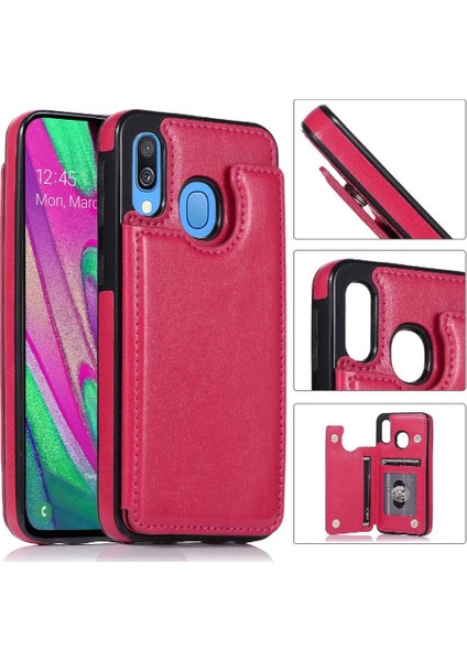 Kart Sahibi ile Samsung Galaxy A40 Pu Deri Kart Yuvaları Için Cüzdan Kılıf (Yurt Dışından)