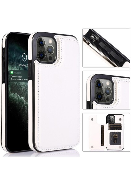 Cüzdan Kılıf IPhone 13 Pro Kart Yuvaları Pu Deri Kart Tutucu Toka ile (Yurt Dışından)