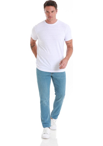 Beyaz Regular Fit Düz Bisiklet Yaka Tişört
