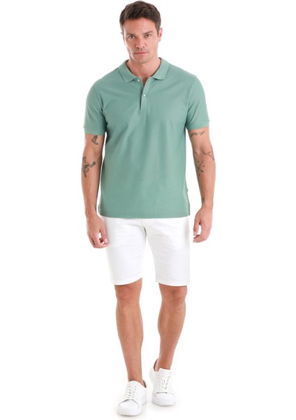 Yeşil Regular Fit Merserize Polo Yaka Pamuklu Tişört fiyatları