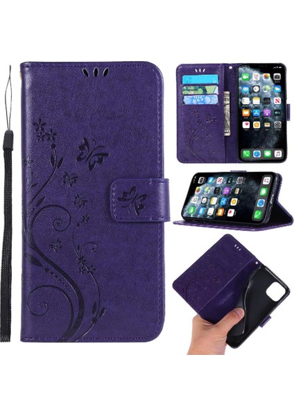 IPhone 12 Için Filp Durumda Pro Max Kart Tutucu Bilek Kayışı Pu Deri Kapatma (Yurt Dışından)