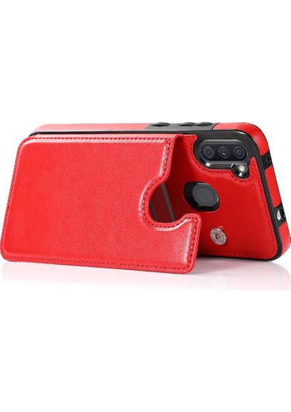 Samsung Galaxy A11 Çift Manyetik Toka Kickstand Kart Için Cüzdan Kılıf (Yurt Dışından)