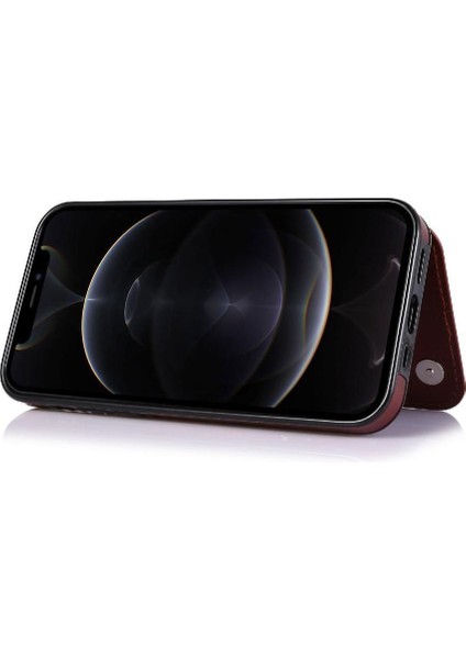 IPhone 12 Için Cüzdan Durumda Pro Max Çift Manyetik Toka Kart Yuvaları Pu (Yurt Dışından)