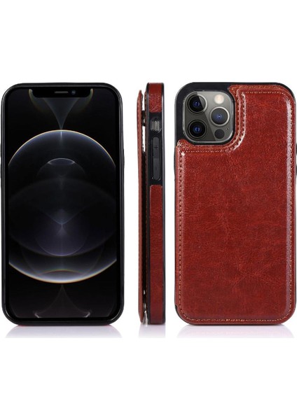 IPhone 12 Için Cüzdan Durumda Pro Max Çift Manyetik Toka Kart Yuvaları Pu (Yurt Dışından)