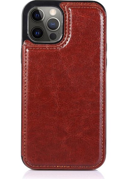 IPhone 12 Için Cüzdan Durumda Pro Max Çift Manyetik Toka Kart Yuvaları Pu (Yurt Dışından)