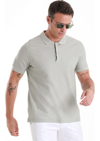 Gri Regular Fit Düz Merserize Polo Yaka 100% Pamuk Tişört modelleri