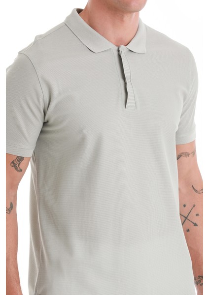 Gri Regular Fit Düz Merserize Polo Yaka 100% Pamuk Tişört indirimleri