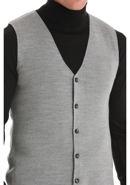 Gri Regular Fit Düz V Yaka Triko Yelek fırsatları