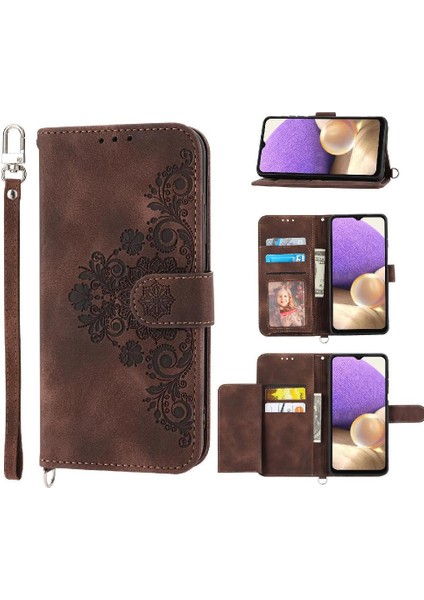 Samsung Galaxy A32 5g Kabartmalı Bileklik Çoklu Kredi Için Flip Case (Yurt Dışından)