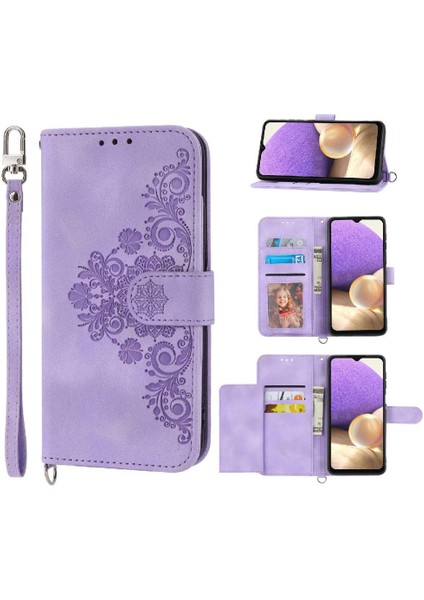 Samsung Galaxy A32 5g Kabartmalı Bileklik Çoklu Kredi Için Flip Case (Yurt Dışından)