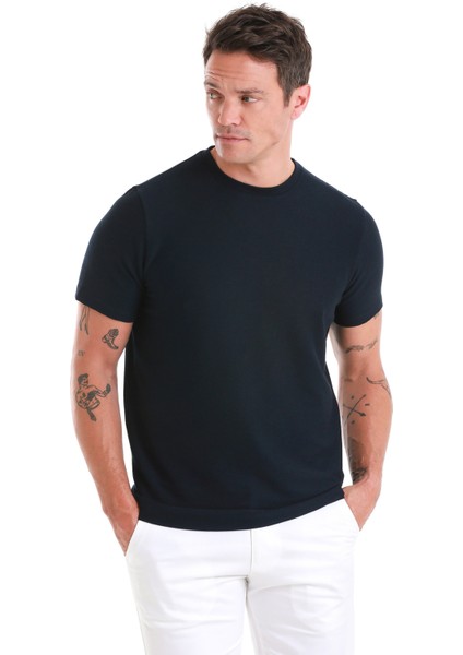 Lacivert Regular Fit Düz Bisiklet Yaka Tişört fırsatları