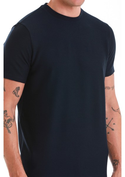 Lacivert Regular Fit Düz Bisiklet Yaka Tişört indirimleri