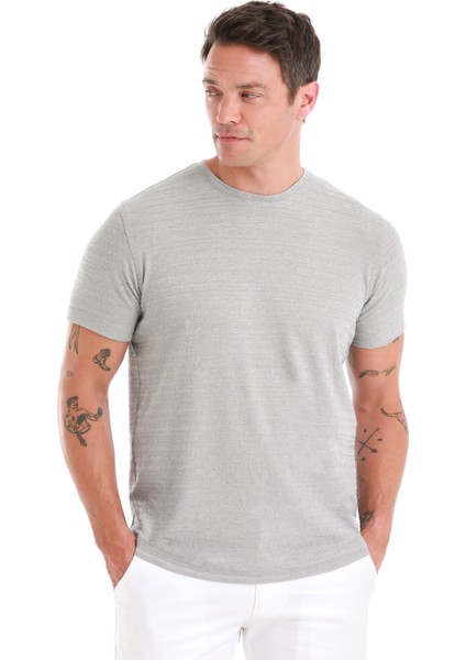 Gri Regular Fit Düz Bisiklet Yaka Tişört modelleri