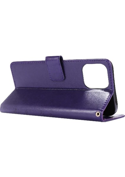 IPhone 13 Için Filp Durumda Pro Max Kickstand Kart Tutucu Pu Deri Bilek (Yurt Dışından)