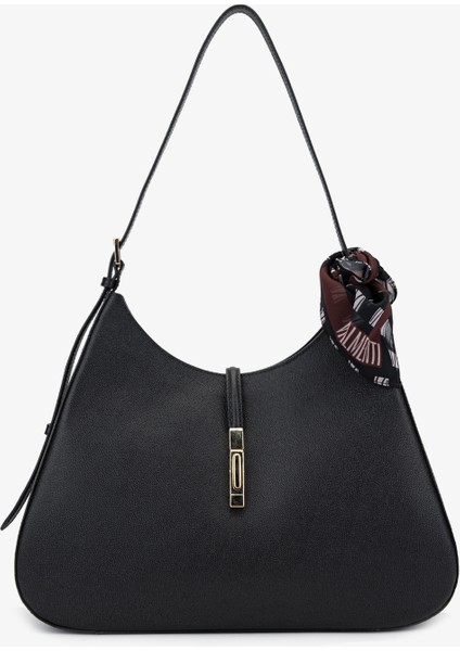 Samty Kadın Siyah Hakiki Deri Omuz Çanta 301 3011 Bn Canta Y24