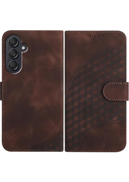 Samsung Galaxy M55 Darbeye Deri Kılıf Için Flip Case Geometrik Desen (Yurt Dışından)