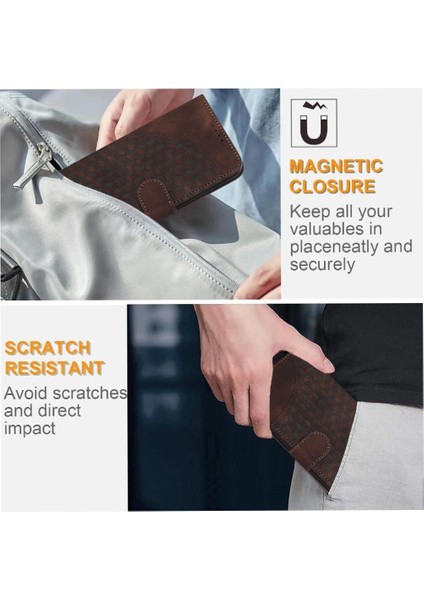 Samsung Galaxy M55 Darbeye Deri Kılıf Için Flip Case Geometrik Desen (Yurt Dışından)