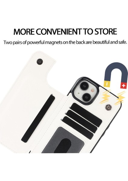 Kart Tutucu Çift Manyetik ile IPhone 15 Için Cüzdan Kılıf Pu Deri (Yurt Dışından) modelleri