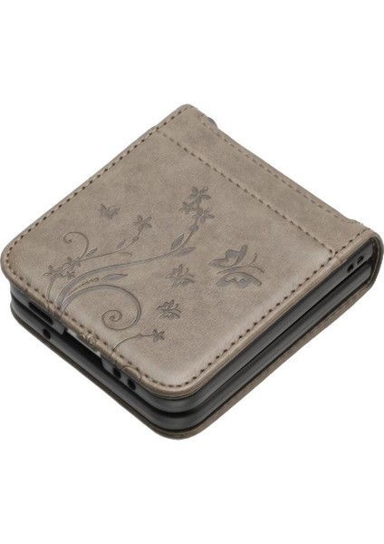 Samsung Galaxy Z Flip4 Için Filp Durumda Kart Tutucu Kickstand Bilek Kayışı Pu (Yurt Dışından)